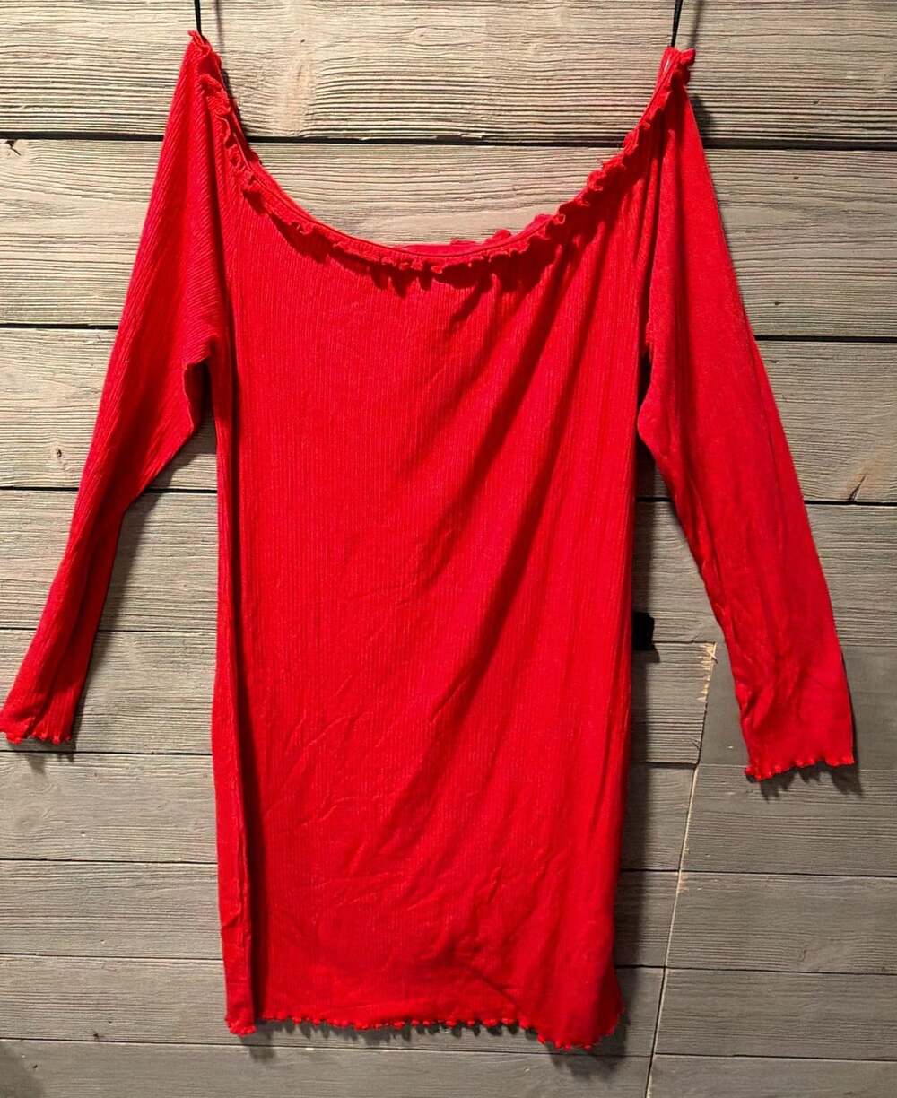 Divided H&M Off The Shoulder Dress Size M Red Ribbed Ruffle